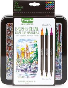 img 4 attached to 🖍️ Crayola Brush &amp; Detail Dual Tip Markers, Fun Kids Activities at Home, 32 Vibrant Colors, Pack of 16