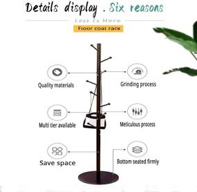 img 2 attached to 🧥 Iron Coat Rack Freestanding: Standing Hat Rack Stand with Eight Hooks - Ideal for Coats, Hats, Umbrellas, Clothes, Scarves in Home & Office (Black)