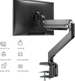 img 2 attached to 💪 WALI Heavy Duty Aluminum Gas Spring Desk Mount for Single Monitor - Fully Adjustable, Fits Screen up to 35 Inch, 33 lbs. - VESA 75 and 100 Compatible (GSM001XL) - Black