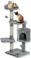 🐱 cute cat tower for indoor cats: 44in modern cat trees with scratching posts, pet furniture kitten tower center featuring plush perch and dangling ball - a must-have for your feline! logo