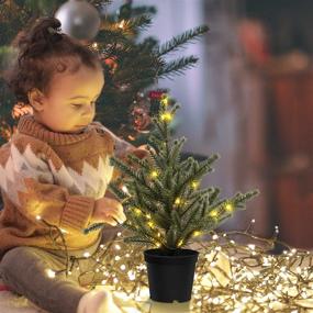 img 2 attached to 🎄 13-inch Battery Operated Lighted Tiny Tabletop Christmas Tree - Mini Size