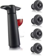🍷 vacu vin wine saver pump with vacuum bottle stoppers (black) - preserve your wine longer and prevent oxidation logo