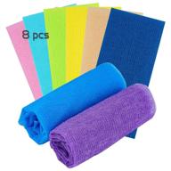 🛀 enhance your skincare routine with the 8-piece exfoliating towel set: microabrasion nylon bath towel for magic shower experience, loofah body scrub and back scrubber – 35 inches logo