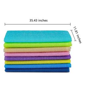 img 2 attached to 🛀 Enhance Your Skincare Routine with the 8-Piece Exfoliating Towel Set: Microabrasion Nylon Bath Towel for Magic Shower Experience, Loofah Body Scrub and Back Scrubber – 35 Inches