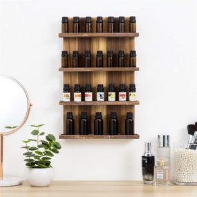 img 2 attached to 🌿 MyGift 4-Tier Wall Mounted Rustic Burnt Wood Pallet Style Essential Oil Holder Display Rack, Holds Up to 30 mL Bottles: Organize Your Essential Oils in Style