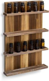 img 4 attached to 🌿 MyGift 4-Tier Wall Mounted Rustic Burnt Wood Pallet Style Essential Oil Holder Display Rack, Holds Up to 30 mL Bottles: Organize Your Essential Oils in Style