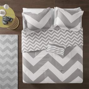 img 2 attached to Mi-Zone Cozy Comforter, Chevron Design All Season Bedding Set with Matching Sham and Decorative Pillow, Twin/Twin XL, Grey, 3 Piece (MZ10-334)