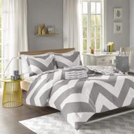 mi-zone cozy comforter, chevron design all season bedding set with matching sham and decorative pillow, twin/twin xl, grey, 3 piece (mz10-334) logo