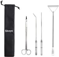 🐠 skoye 4-in-1 aquarium tool set: stainless steel tweezers, scissors, spatula, and cleaning tool for aquascaping, plant care, landscaping, and fish starter kit логотип