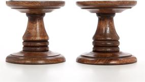 img 3 attached to 🕯️ Hosley Set of 2 Wood Pillar Candle Holders - Ideal Gift for Weddings, Bridal Parties, Spas, Reiki, Meditation - Votive, LED Pillar Candle Gardens - 5 Inch High - O3