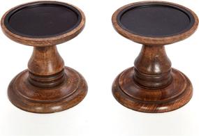 img 2 attached to 🕯️ Hosley Set of 2 Wood Pillar Candle Holders - Ideal Gift for Weddings, Bridal Parties, Spas, Reiki, Meditation - Votive, LED Pillar Candle Gardens - 5 Inch High - O3