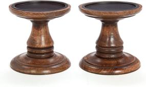 img 1 attached to 🕯️ Hosley Set of 2 Wood Pillar Candle Holders - Ideal Gift for Weddings, Bridal Parties, Spas, Reiki, Meditation - Votive, LED Pillar Candle Gardens - 5 Inch High - O3