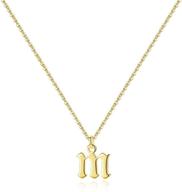 👑 14k gold plated ursteel old english initial necklace: dainty adjustable pendant for women and teen girls logo