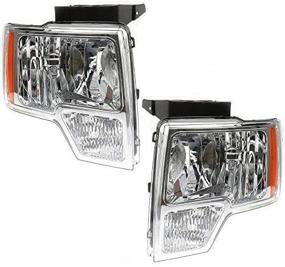 img 4 attached to 🔦 IronTek Replacement Headlight Assembly for Ford F150 2009-2014 | Chrome Housing, Clear Lens | FO25022879/FO2503287