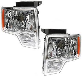 img 3 attached to 🔦 IronTek Replacement Headlight Assembly for Ford F150 2009-2014 | Chrome Housing, Clear Lens | FO25022879/FO2503287