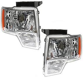 img 2 attached to 🔦 IronTek Replacement Headlight Assembly for Ford F150 2009-2014 | Chrome Housing, Clear Lens | FO25022879/FO2503287