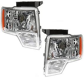 img 1 attached to 🔦 IronTek Replacement Headlight Assembly for Ford F150 2009-2014 | Chrome Housing, Clear Lens | FO25022879/FO2503287