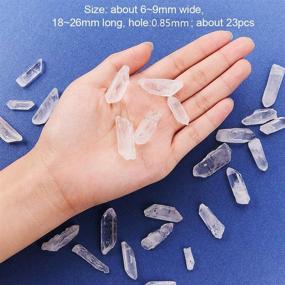 img 2 attached to 🔮 PH PandaHall 1 Box of 23 Clear Nugget Tusk Shape Natural Quartz Crystal Points Shards Beads with Drilled Gemstones (Hole Size: 0.85mm)