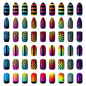 img 2 attached to 💅 eBoot 1275 Pieces - 49 Designs Nail Art Stencils French Tip Guides Stickers Form Fringe Guides Vinyl - 36 Sheets