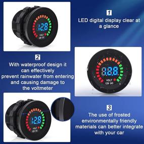 img 2 attached to 🔋 Frienda Waterproof LED Digital Voltage Gauges – 2 Pieces DC 12V Panel Car Voltmeters for Boats, Cars, Motorcycles – Battery Tester with Blue Light