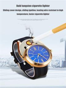 img 1 attached to 🕶️ Mens Watches USB Rechargeable Cigarette Lighter - Cool Novelty Lighters Wristwatch, Windproof Electronic Lighter with High-end Gift Box, Style E