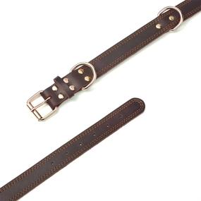img 2 attached to 🐶 DAIHAQIKO Genuine Leather Dog Collar with Double D-Ring, Alloy Hardware - Ideal for Medium, Large, and Extra Large Dogs