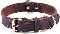 🐶 daihaqiko genuine leather dog collar with double d-ring, alloy hardware - ideal for medium, large, and extra large dogs logo