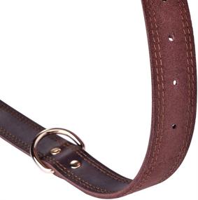 img 1 attached to 🐶 DAIHAQIKO Genuine Leather Dog Collar with Double D-Ring, Alloy Hardware - Ideal for Medium, Large, and Extra Large Dogs