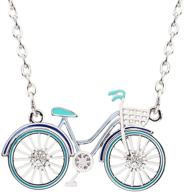 exquisite weveni enamel alloy bicycle necklace: unique bike pendant chain jewelry for women, girls & ladies - perfect gift idea! logo