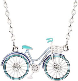 img 4 attached to Exquisite WEVENI Enamel Alloy Bicycle Necklace: Unique Bike Pendant Chain Jewelry for Women, Girls & Ladies - Perfect Gift Idea!
