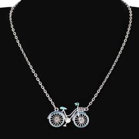 img 3 attached to Exquisite WEVENI Enamel Alloy Bicycle Necklace: Unique Bike Pendant Chain Jewelry for Women, Girls & Ladies - Perfect Gift Idea!