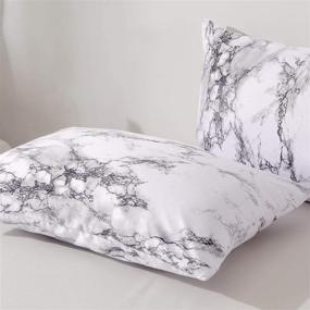 img 1 attached to 🛏️ Nanko Marble Pillowcase/Shams Queen Set of 2, Microfiber Pillow Covers with Zipper, Soft and Comfortable for Home Hotel Bed, Grey and White Decorative for Men and Women, 20 x 30 inch