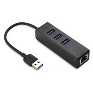 cable matters 3 port usb 3.0 hub with ethernet - gigabit ethernet usb hub supporting 10/100/1000 mbps ethernet network in black logo