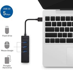 img 1 attached to Cable Matters 3 Port USB 3.0 Hub with Ethernet - Gigabit Ethernet USB Hub supporting 10/100/1000 Mbps Ethernet Network in Black