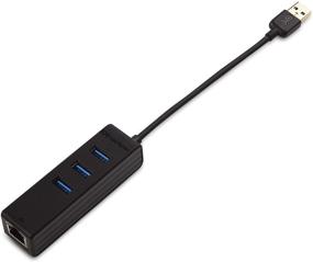 img 3 attached to Cable Matters 3 Port USB 3.0 Hub with Ethernet - Gigabit Ethernet USB Hub supporting 10/100/1000 Mbps Ethernet Network in Black