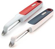 🔪 zyliss smooth glide peeler set, 7-inch, in gray and red logo