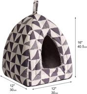 🐱 hollypet gray self-warming triangle cat bed tent house - 2 in 1 foldable & comfortable logo