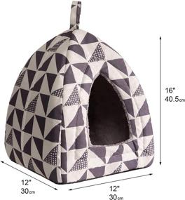 img 4 attached to 🐱 Hollypet Gray Self-Warming Triangle Cat Bed Tent House - 2 in 1 Foldable & Comfortable