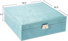 img 1 attached to Blue KLOUD City Two-Layer Lint Jewelry Box Organizer Display Storage Case with Lock - Enhanced SEO