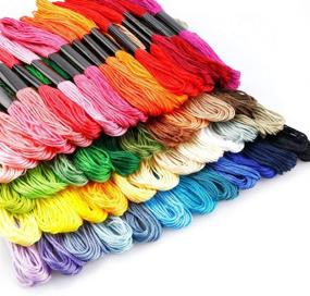 img 3 attached to 🌈 Colorful Embroidery Floss 50 Skeins: Ideal for Friendship Bracelets, Cross Stitch Crafts, and More! Rainbow Assorted Colors Embroidery Thread with 12 Pcs Floss Bobbins