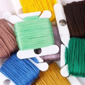 img 2 attached to 🌈 Colorful Embroidery Floss 50 Skeins: Ideal for Friendship Bracelets, Cross Stitch Crafts, and More! Rainbow Assorted Colors Embroidery Thread with 12 Pcs Floss Bobbins