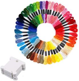 img 4 attached to 🌈 Colorful Embroidery Floss 50 Skeins: Ideal for Friendship Bracelets, Cross Stitch Crafts, and More! Rainbow Assorted Colors Embroidery Thread with 12 Pcs Floss Bobbins