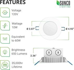 img 3 attached to 🔆 Sunco Lighting 4 Inch Slim LED Downlight with Integrated Junction Box - 10W=60W, 650 Lumens, Dimmable, 2700K Soft White, Recessed Jbox Fixture - IC Rated, Energy Star & ETL Certified - Easy Retrofit Installation