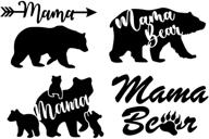 🐻 mama bear decal 4 pack: stylish mama bear arrow, bear with cubs, walking mama bear, and bear claw designs - 4-inches (black) logo