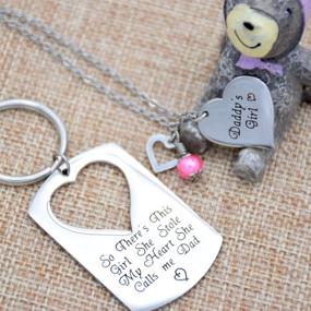 img 2 attached to 🎁 O.RIYA Gifts for Dad Necklace Jewelry: Father Daughter Keychain & Birthday Set