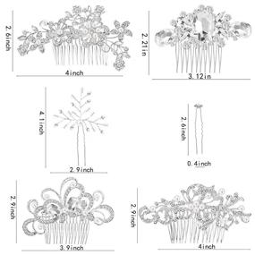 img 3 attached to 💍 Wedding Bridal Hair Accessories Set - 30 Pieces with 4 Rhinestone Wedding Hair Side Combs, 2 Silvery U-shaped Hair Clips, and 24 Imitation Pearl Hairpins