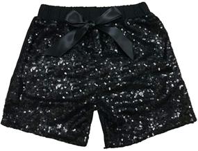 img 2 attached to Digirlsor Baby Girls Sequin Shorts - Toddler Kids Bowknot Cotton Short Pants with Sparkles on the Front, Sizes 0-5 Years