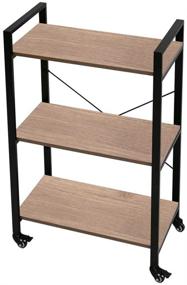 img 4 attached to AZL1 3-Tier Storage Rack Shelf Unit: Vintage Wood and Metal for Living Room, Bedroom, Office, Industrial Kitchen Islands - Light Oak