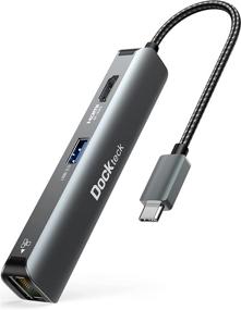 img 4 attached to 🔌 Dockteck USB C Hub 4K 60Hz: 5-in-1 Multiport Adapter for MacBook Pro / Air, iPad Pro, Surface Go, and more!