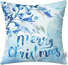 img 1 attached to Ashler Blue Snowflake and Reindeer Merry Christmas Throw Pillow Covers - Set of 4 Decorative Cushion Covers, 18 x 18 Inch, Holiday Pillowcases